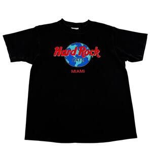 Vintage Hard Rock Cafe Miami 90s Made in USA Black Neon Shirt Size Medium